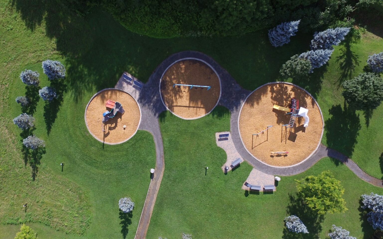 Vue aérienne de l'aire de jeux du parc des Lilas