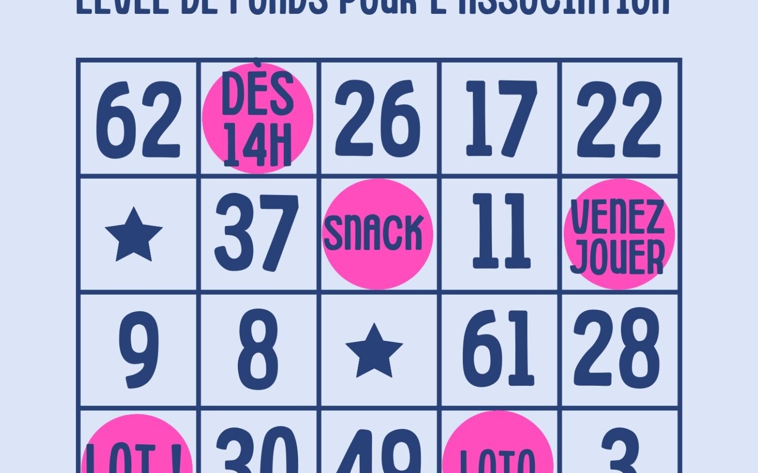Affiche du grand loto de l'école primaire organisé par l'association des parents d'élèves, à 14 heures à la salle des fêtes.